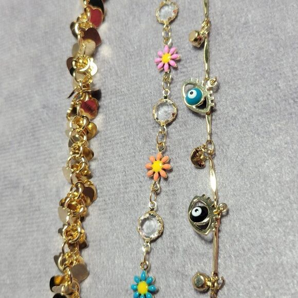 Austrian Crystal Charm Anklet set of 3 - Picture 3 of 16